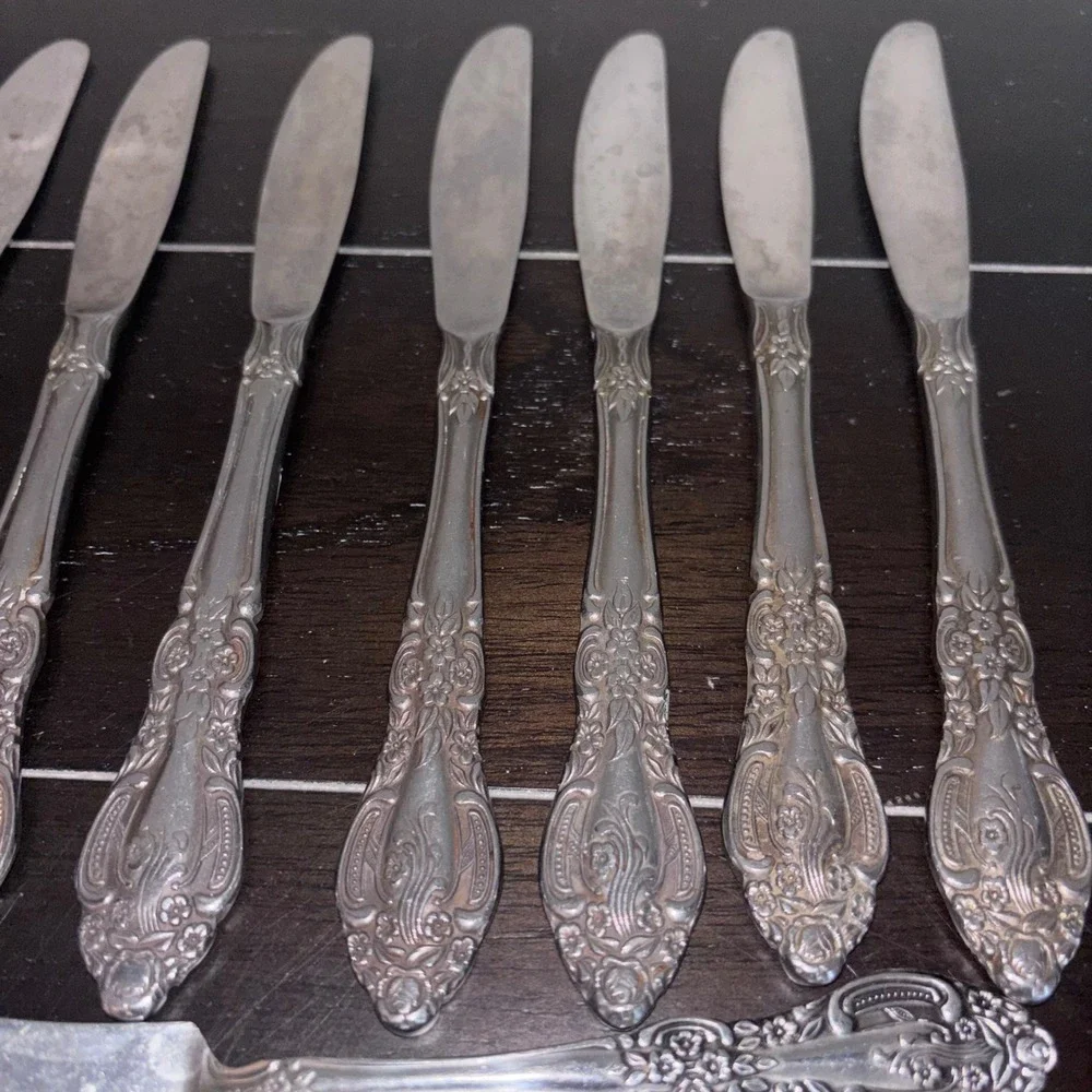 Vintage | Springtime | Stainless Japan‎ Ornate Floral Serving and Flatware Set
